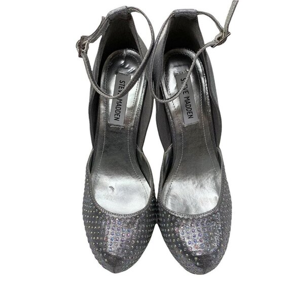 Steve Madden Naomeee Silver Jeweled Platform Stiletto Heels - Picture 2 of 10